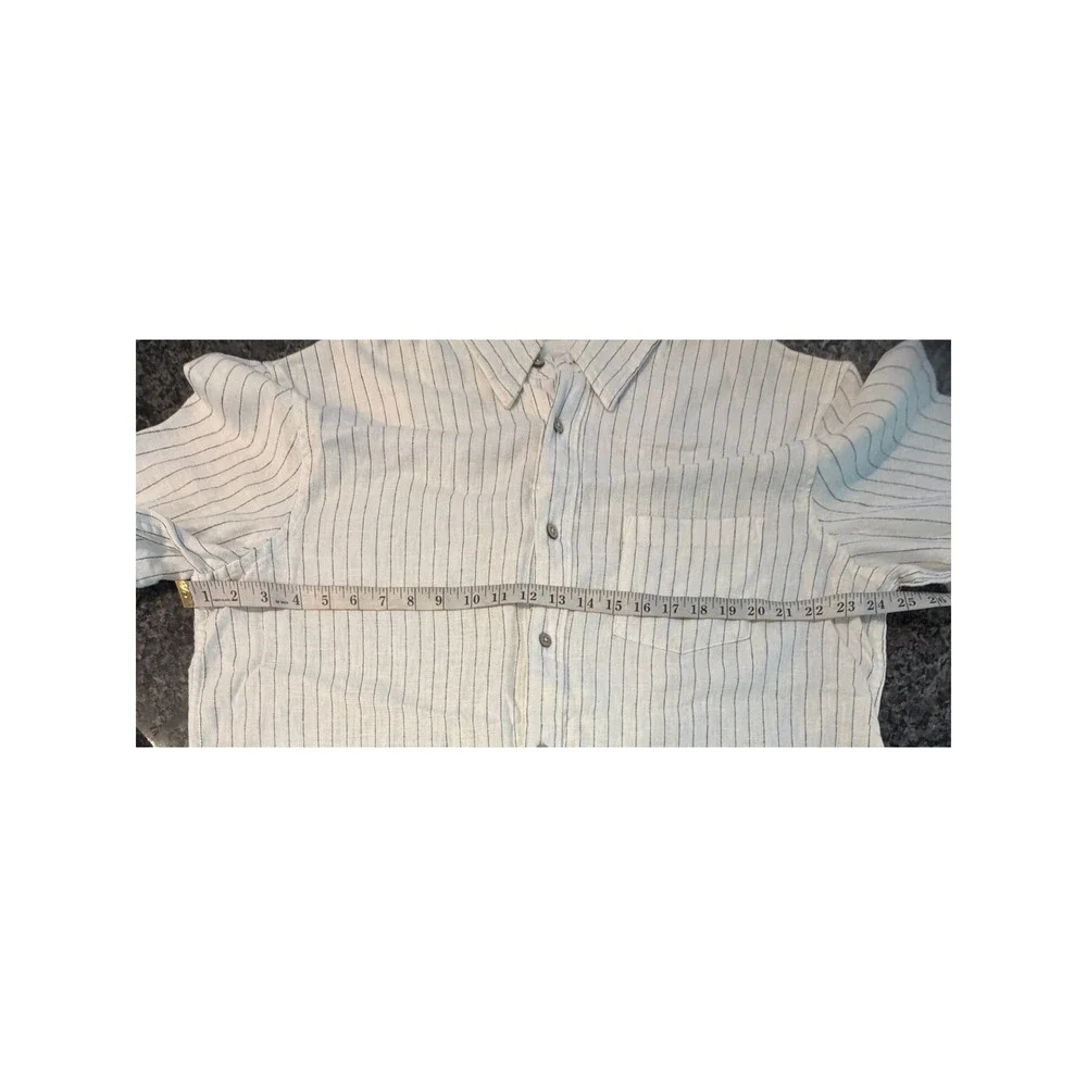 Panama Jack Mens Linen Blend Pinstripe Button Down Shirt White Black XL Long Slv